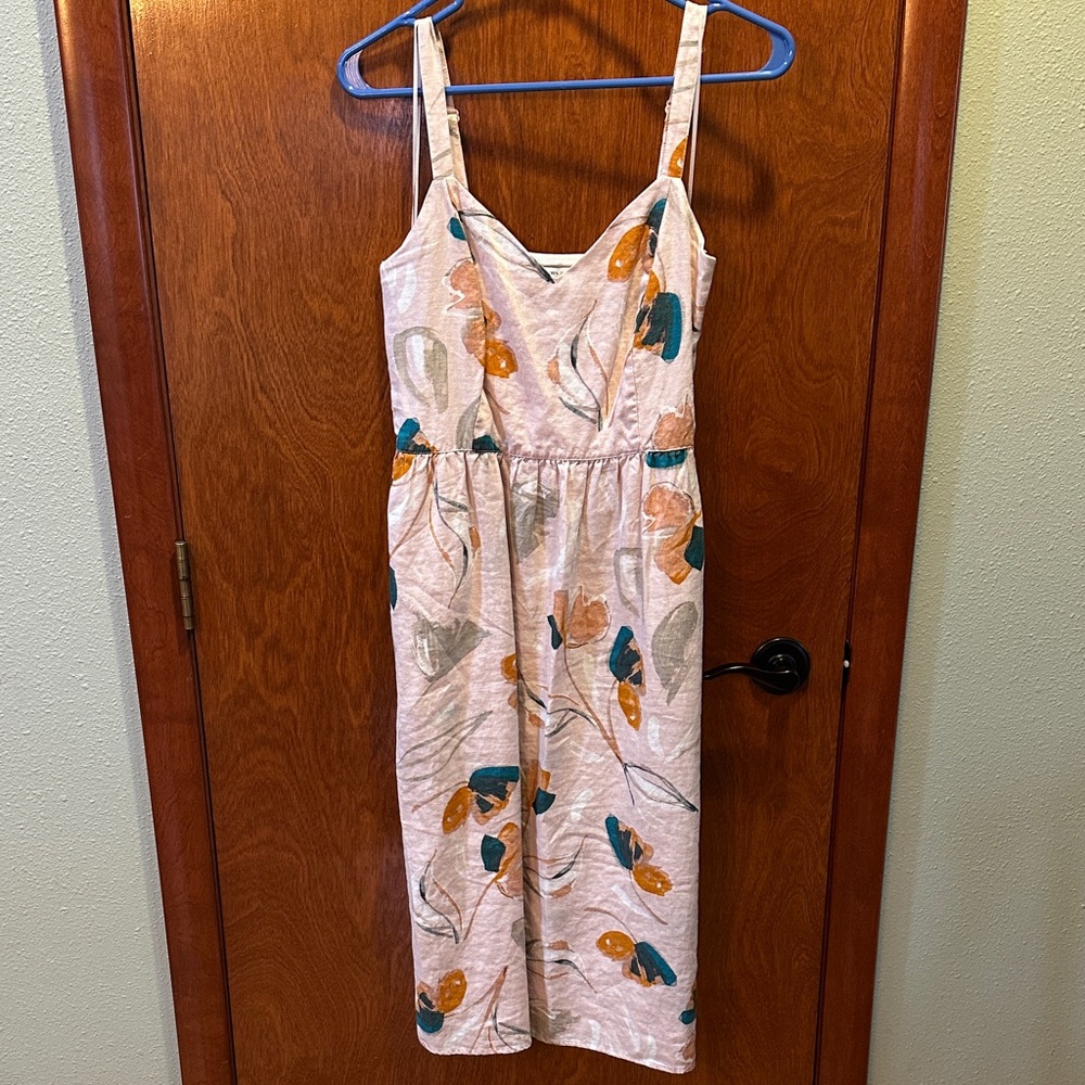 Rachel Zoe Cream Midi Dress with Teal and Mustard Floral Print